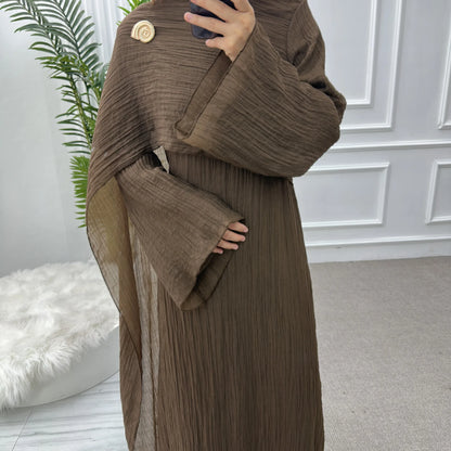 Abaya with Shawl Set Winkle 2 Layer Modest  Dress