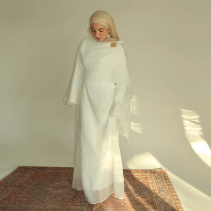 Abaya with Shawl Set Winkle 2 Layer Modest  Dress