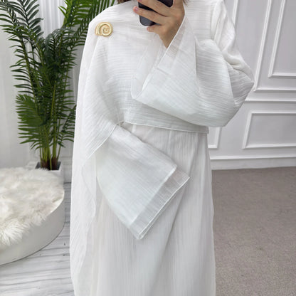 Abaya with Shawl Set Winkle 2 Layer Modest  Dress